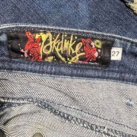 KDNK Wide Leg Studded and Embroidered Jeans Braided Trim Size 27 - Picture 7 of 8